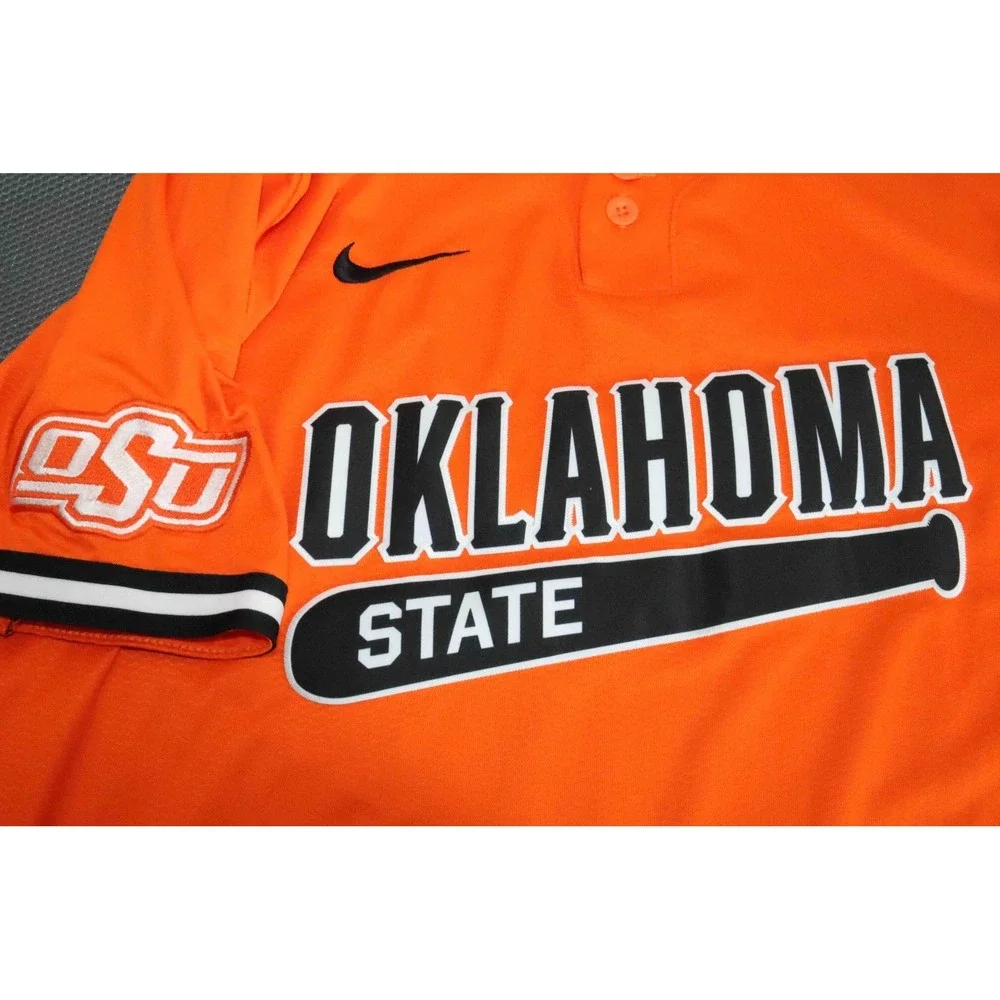 Nike Dri-Fit‎ 2 Button Oklahoma State Cowboys Orange NCAA Baseball Jersey Mens L
